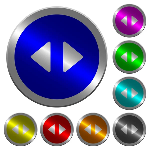 Setas de controle horizontal luminoso moeda-como botões de cor redonda — Vetor de Stock