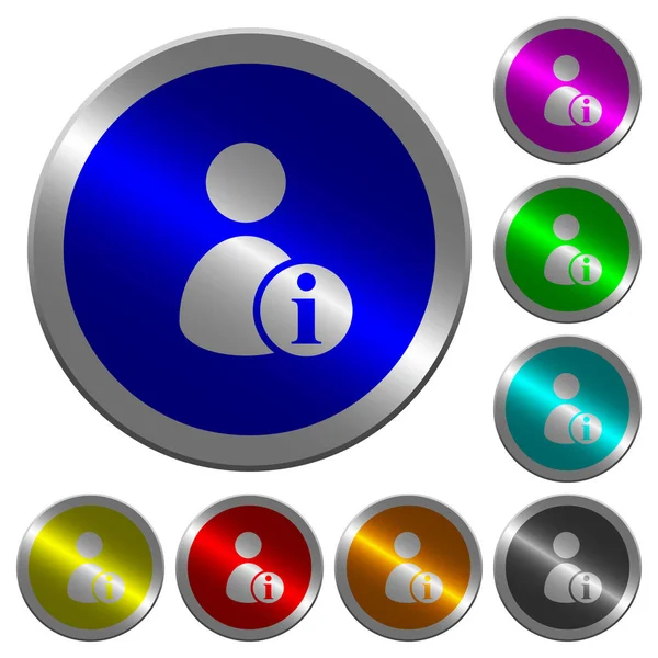 Información de la cuenta de usuario botones redondos luminosos tipo moneda — Vector de stock