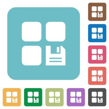 Kaydet yuvarlanmış bileşeninin kare düz simgeler