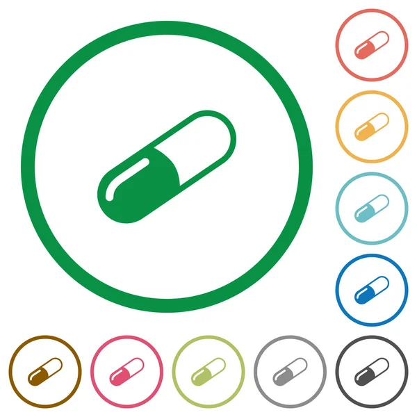 Pilule icônes plates avec contours — Image vectorielle