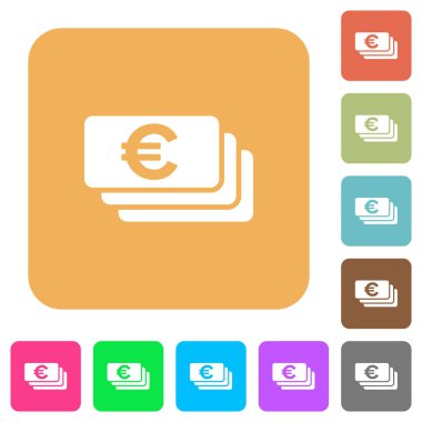 Euro banknot yuvarlak kare düz simgeler