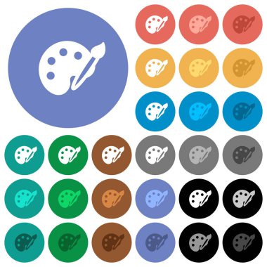 Boya seti yuvarlak simgeler renkte düz multi