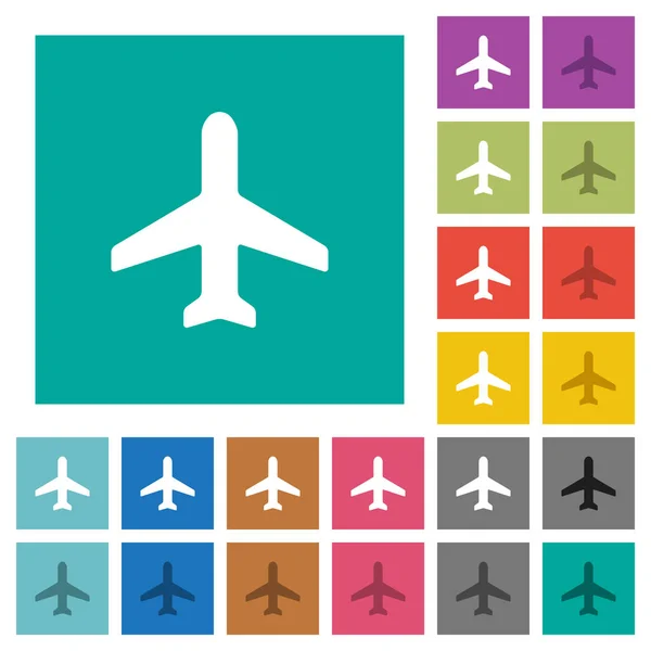 Avião quadrado plana multi ícones coloridos — Vetor de Stock