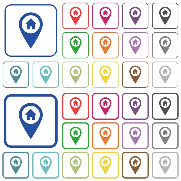 Адреса домашньої адреси GPS карта розташування викладені плоскі кольорові піктограми — стоковий вектор