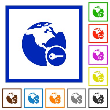 Internet sörf düz çerçeveli simgeler güvenli