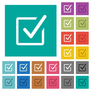 İşaretli kutu kare düz çok renkli simgeler