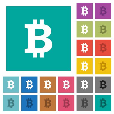 Bitcoin işareti simgelerini renkli düz çok kare