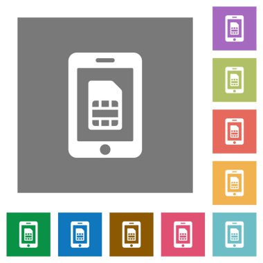Mobil simcard kare düz simgeler