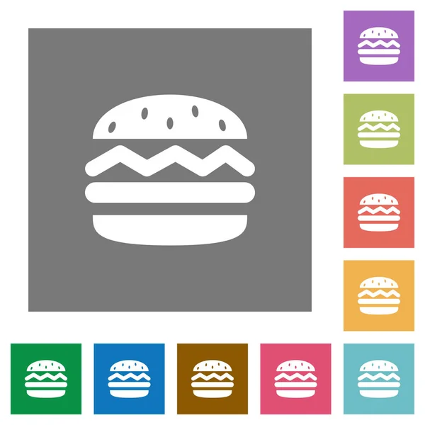 Única hambúrguer quadrado ícones planos — Vetor de Stock