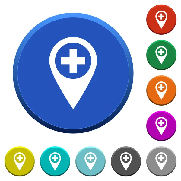 Añadir nuevos botones biselados ubicación del mapa GPS — Vector de stock