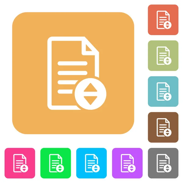 Document faisant défiler les icônes plates carrées arrondies — Image vectorielle