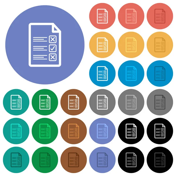 Documento cuestionario redondo plano iconos multicolores — Archivo Imágenes Vectoriales