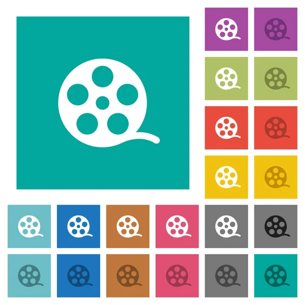 Film roll vierkant plat multi gekleurde pictogrammen — Stockvector