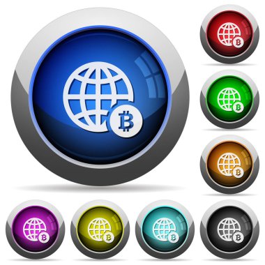 Online Bitcoin ödeme yuvarlak parlak düğmeler