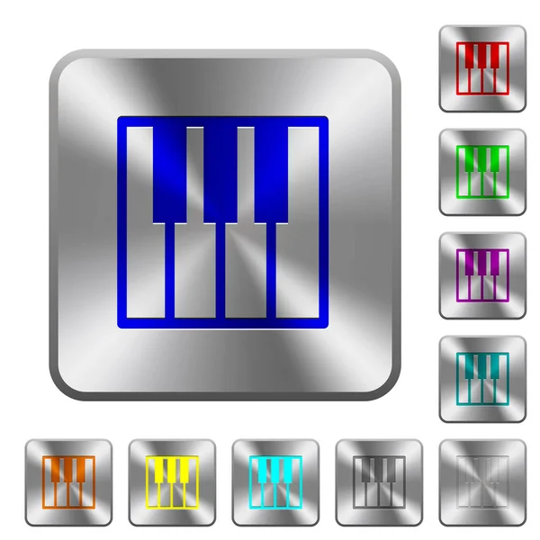 Clavier piano arrondi boutons carrés en acier — Image vectorielle
