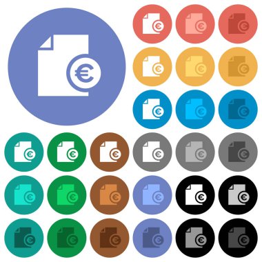 Euro mali rapor düz çok yuvarlak simgeler renkte