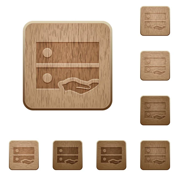 Botones de madera de accionamiento compartido — Vector de stock