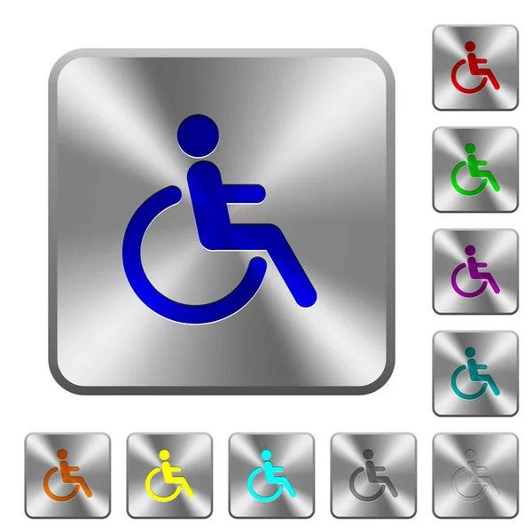 Niepełnosprawności zaokrąglone przyciski stalowa kwadratowa — Wektor stockowy