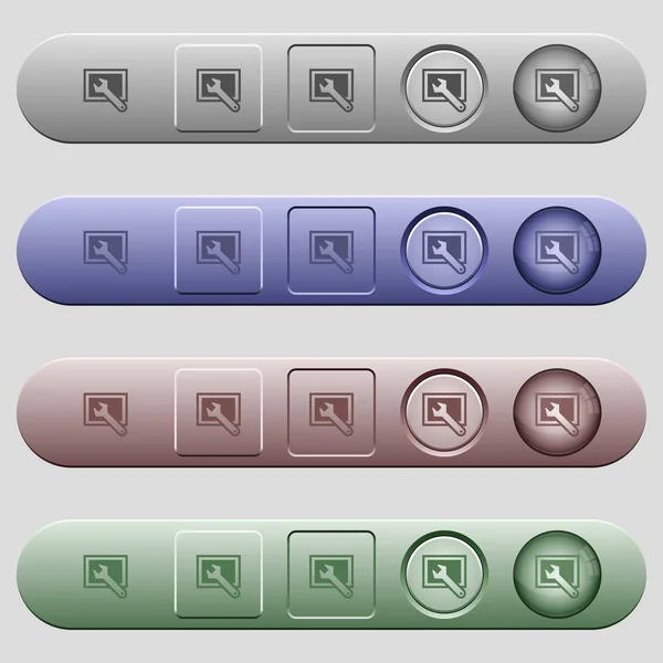 Ícones de configurações de tela em barras de menu horizontais — Vetor de Stock