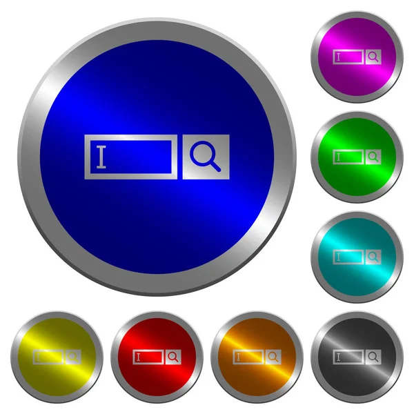 検索ボックス ルミナスのコインのようなラウンド カラー ボタン — ストックベクタ