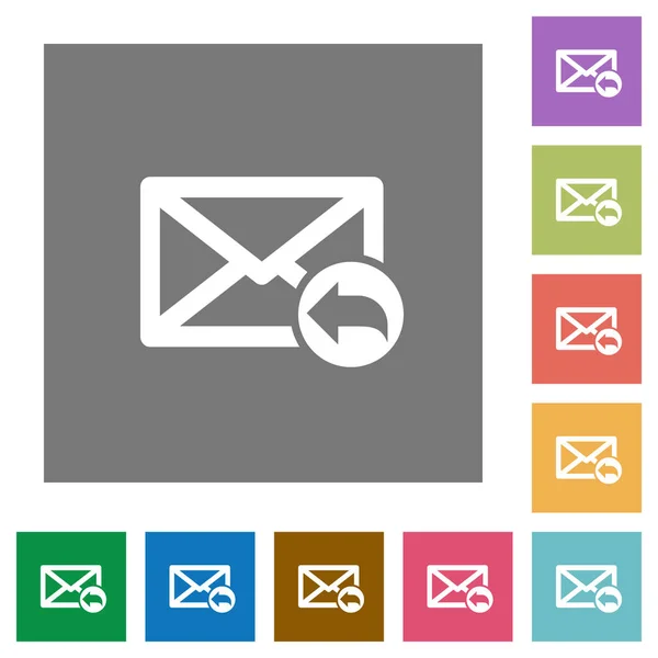 Responder ícones planos quadrados de correio — Vetor de Stock