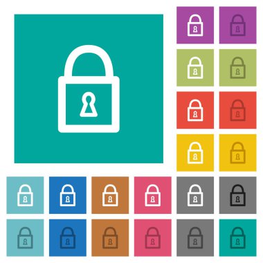 Bir kilit Meydanı düz çok renkli simgeler