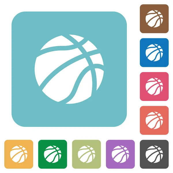 Basketball abgerundete quadratische flache Symbole — Stockvektor