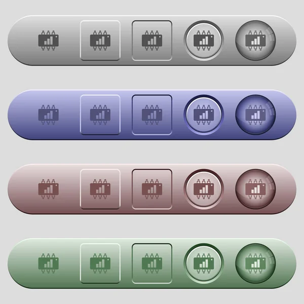 Iconos de aceleración de hardware en barras de menú horizontales — Vector de stock