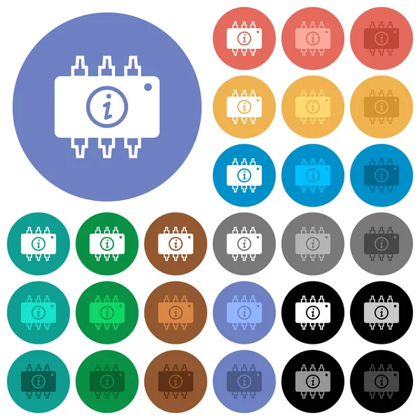 Información de hardware redonda plana iconos multicolores — Vector de stock