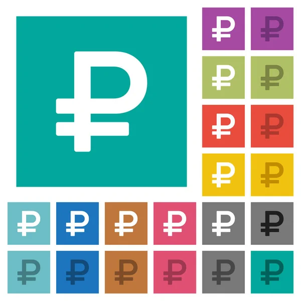 Signo de rublo cuadrado plano iconos multicolores — Vector de stock