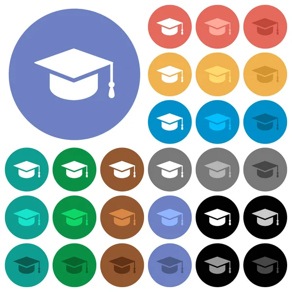 Capa de graduação redonda plana multi ícones coloridos —  Vetores de Stock