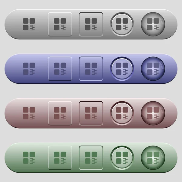 Zip-Komponenten-Symbole auf horizontalen Menüleisten — Stockvektor