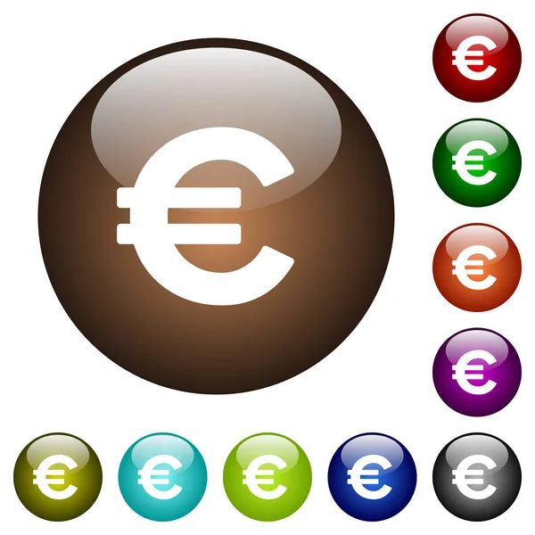 Eurotecknet färg glas knappar — Stock vektor