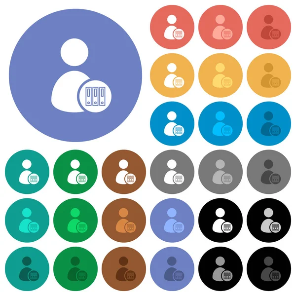 Archiwum konta użytkownika okrągłe płaskie wielu kolorowych ikon — Wektor stockowy