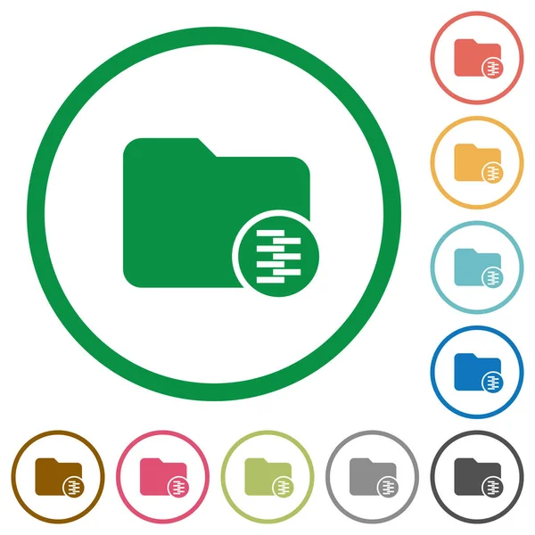 Gecomprimeerde map plat pictogrammen met contouren — Stockvector