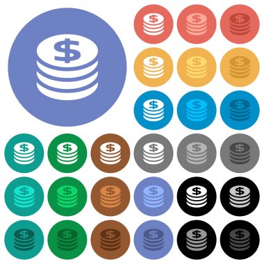Dolar paraları simgeler renkte düz çok yuvarlak