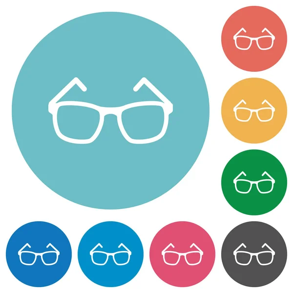 Okulary płaskie okrągłe ikony — Wektor stockowy