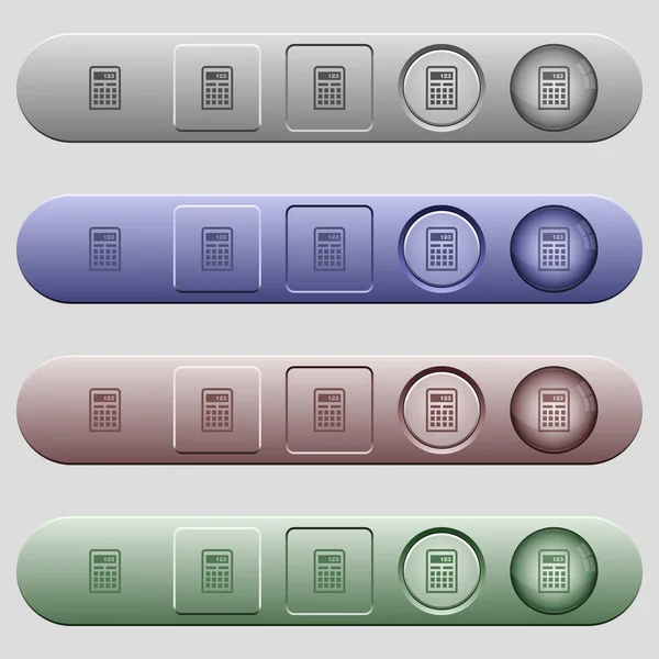 Icônes de calculatrice sur les barres de menu horizontales — Image vectorielle