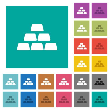 Yığın altın barlar kare düz çok renkli simgeler