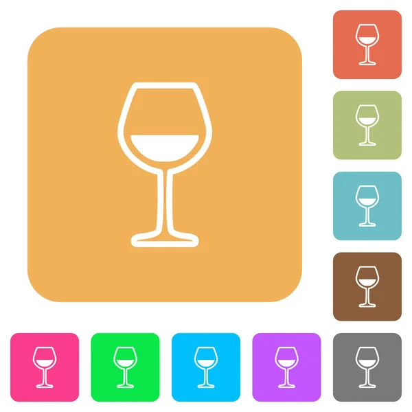 Glas wijn afgerond vierkant plat pictogrammen — Stockvector