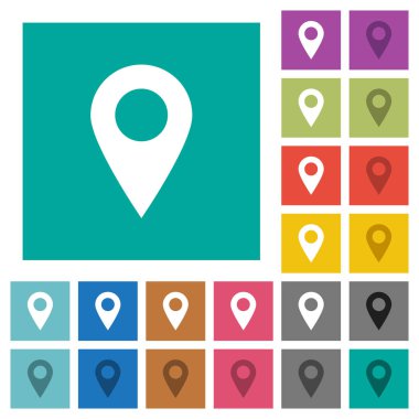 Boş Gps harita konumu PIN kare daire çok renkli simgeler