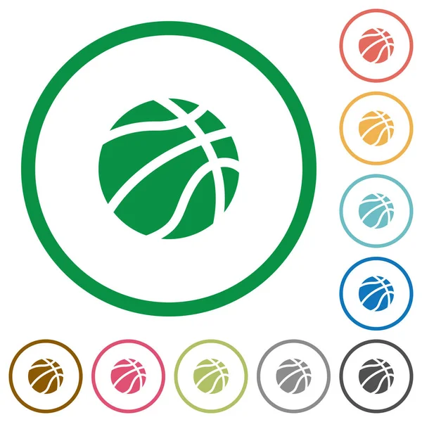 Баскетбольные плоские иконки с контурами — стоковый вектор