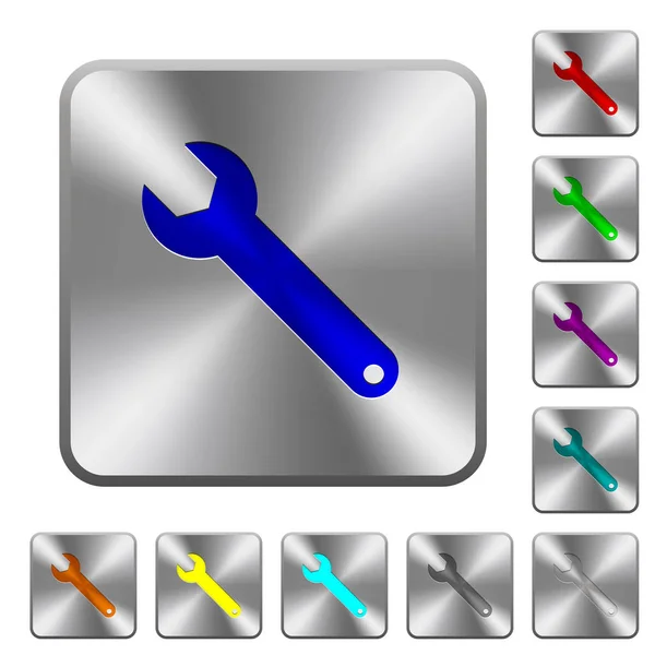 Pojedyncze klucze zaokrąglone przyciski stalowa kwadratowa — Wektor stockowy