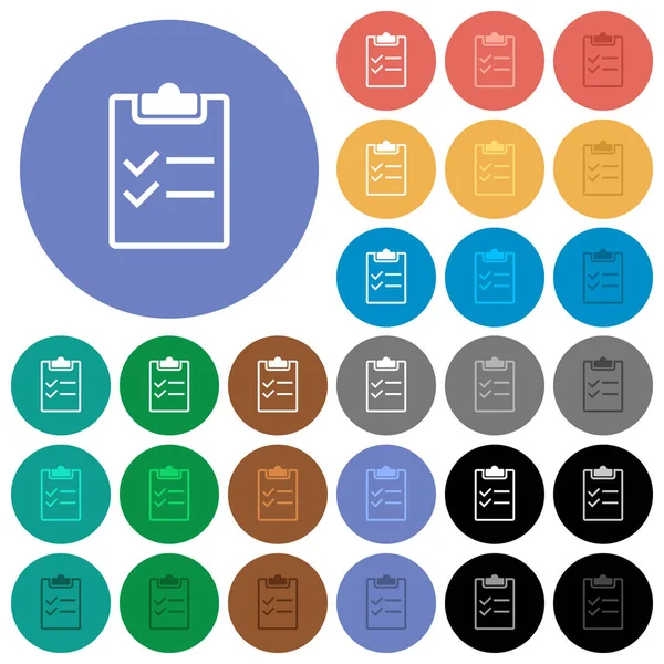 Checkliste runde flache mehrfarbige Symbole — Stockvektor