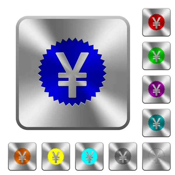 Sticker Yen arrondi boutons carrés en acier — Image vectorielle