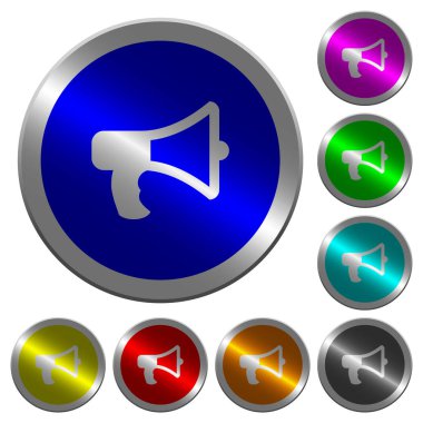 Megafon parlak sikke benzeri yuvarlak renkli düğmeler