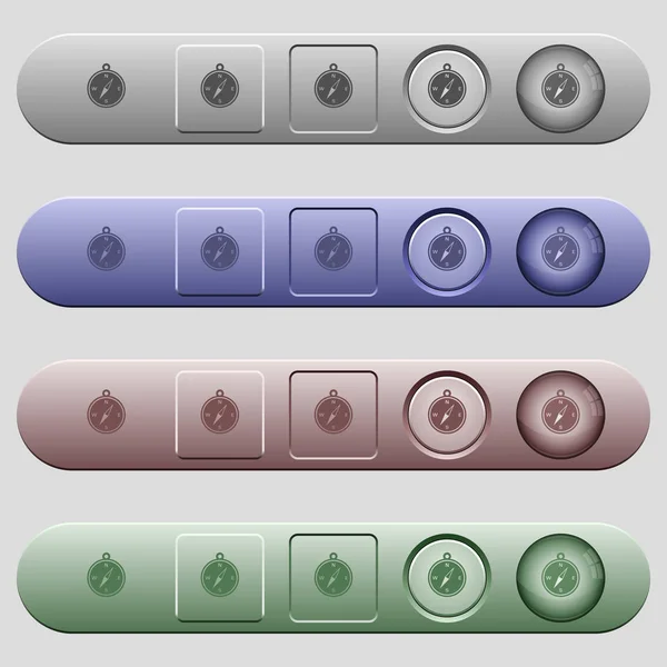 Icônes boussole sur les barres de menu horizontales — Image vectorielle