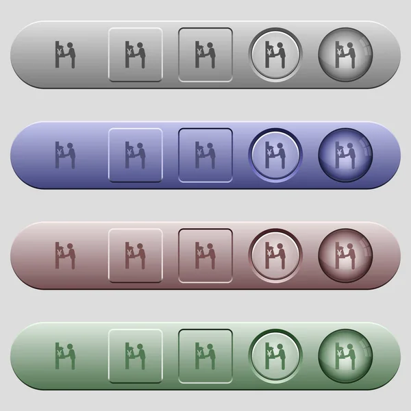 Yen Geldautomaat pictogrammen op horizontale menubalken — Stockvector