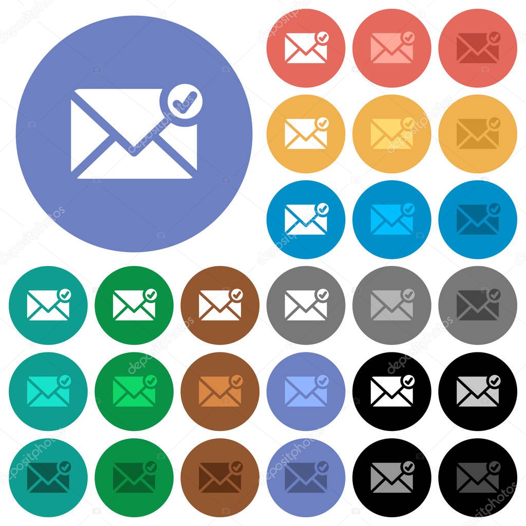 Mail sent round flat multi colored icons