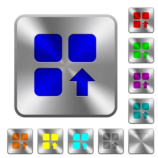 Déplacer vers le haut composant rond boutons carrés en acier — Image vectorielle